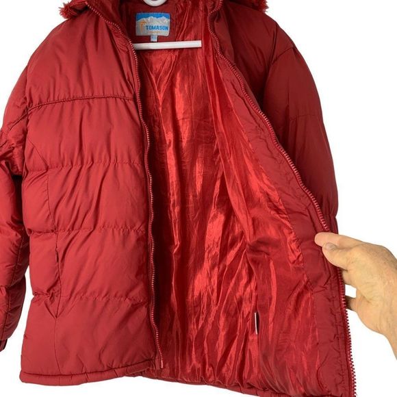 Tomason Girls Youth Red Puffer Jacket XXL 18 Goose Down Cold Weather 4028 - Picture 6 of 11